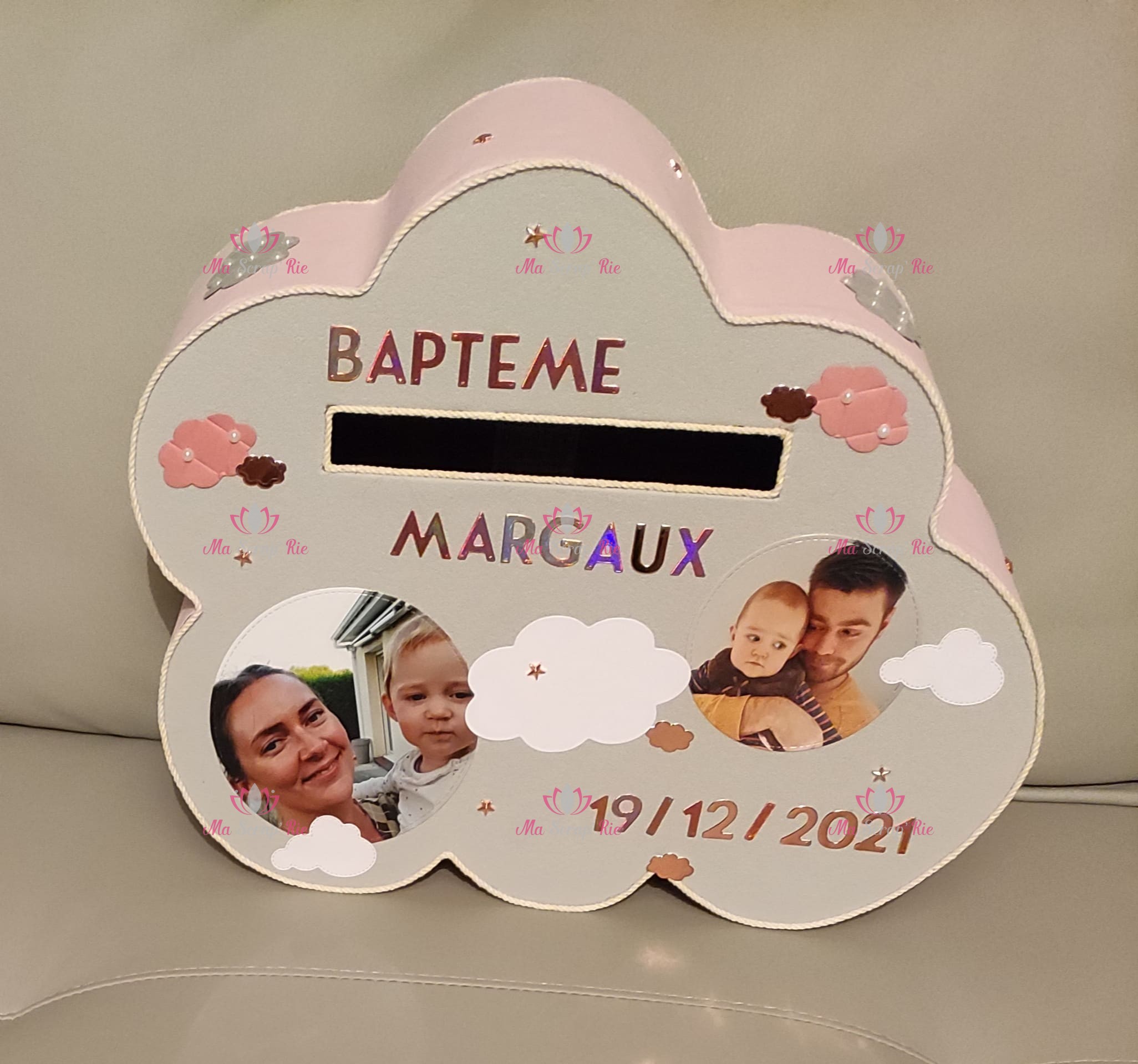 boite, enveloppe, cadeau, baptême, nuage, offrir