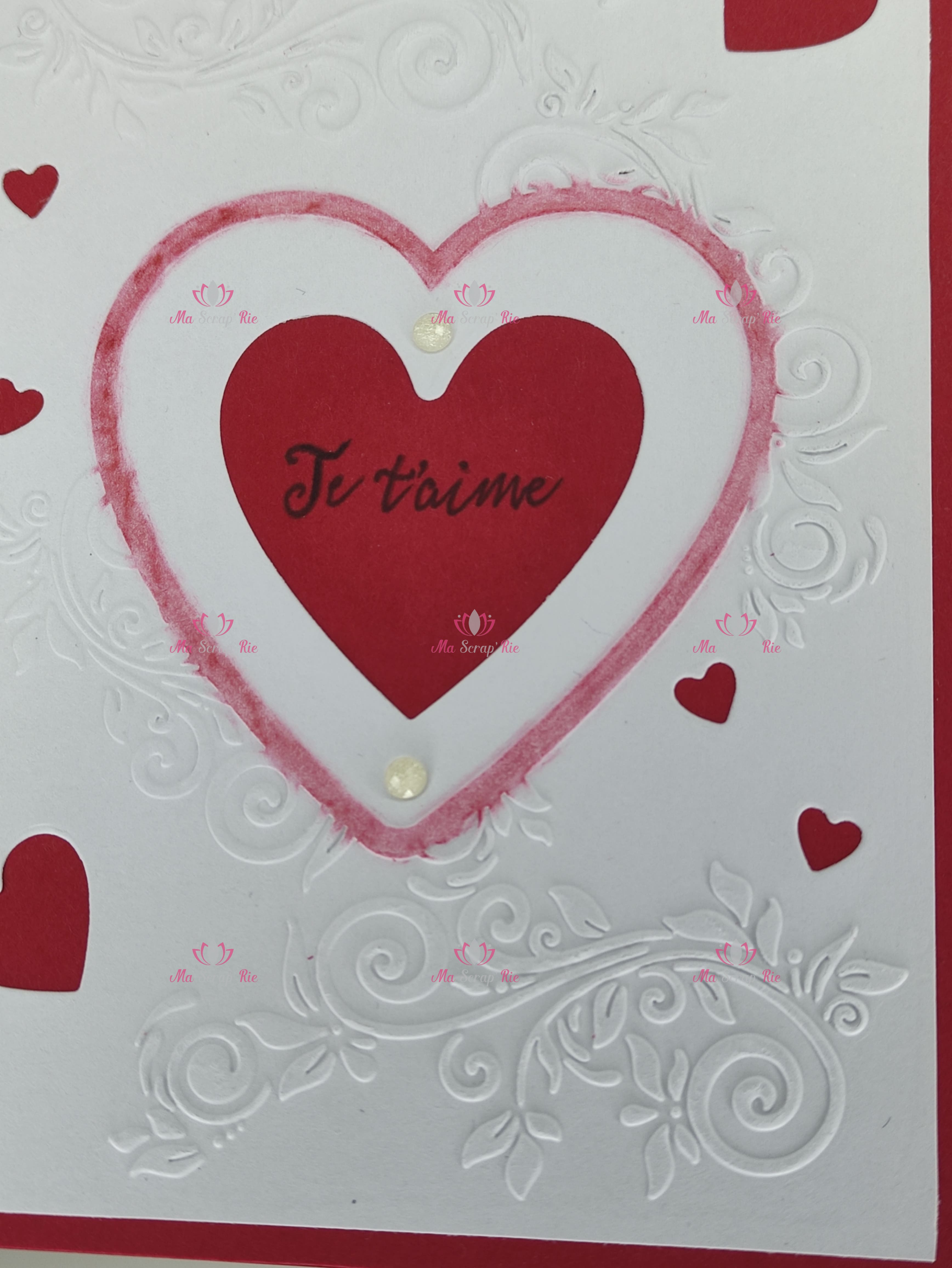 St Valentin, amour, love, carte, gauffrage, encre, offrir, pensée, attention, couple,